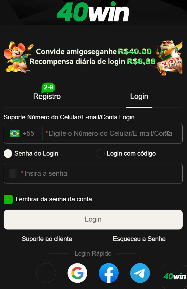 40win.com participe de exclusivo jogo